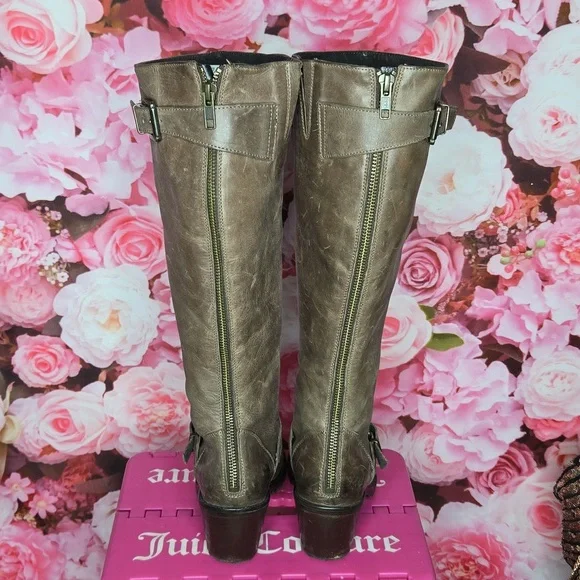 Office womens tall brown leather boots size 6 Made in Portugal 3" heel - Picture 4 of 8